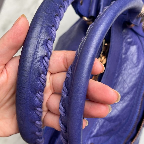 Authentic Balenciaga Motocross Classic City Bag in Purple with Rose Gold hardwar - Picture 9 of 16